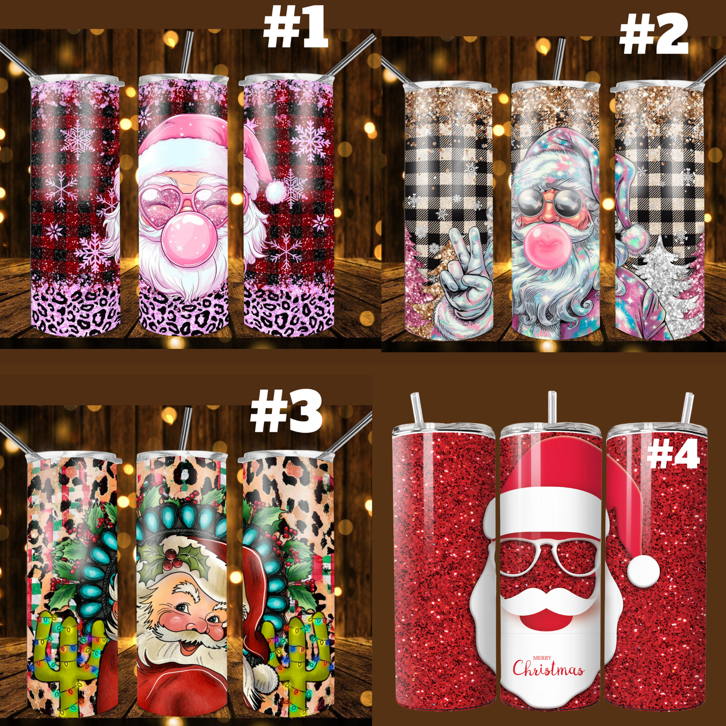 Retro Santa TUMBLER WRAPS (2pks)