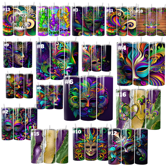 $2 Tuesday ONLY - Mardi Gras Sublimation Tumbler Wraps