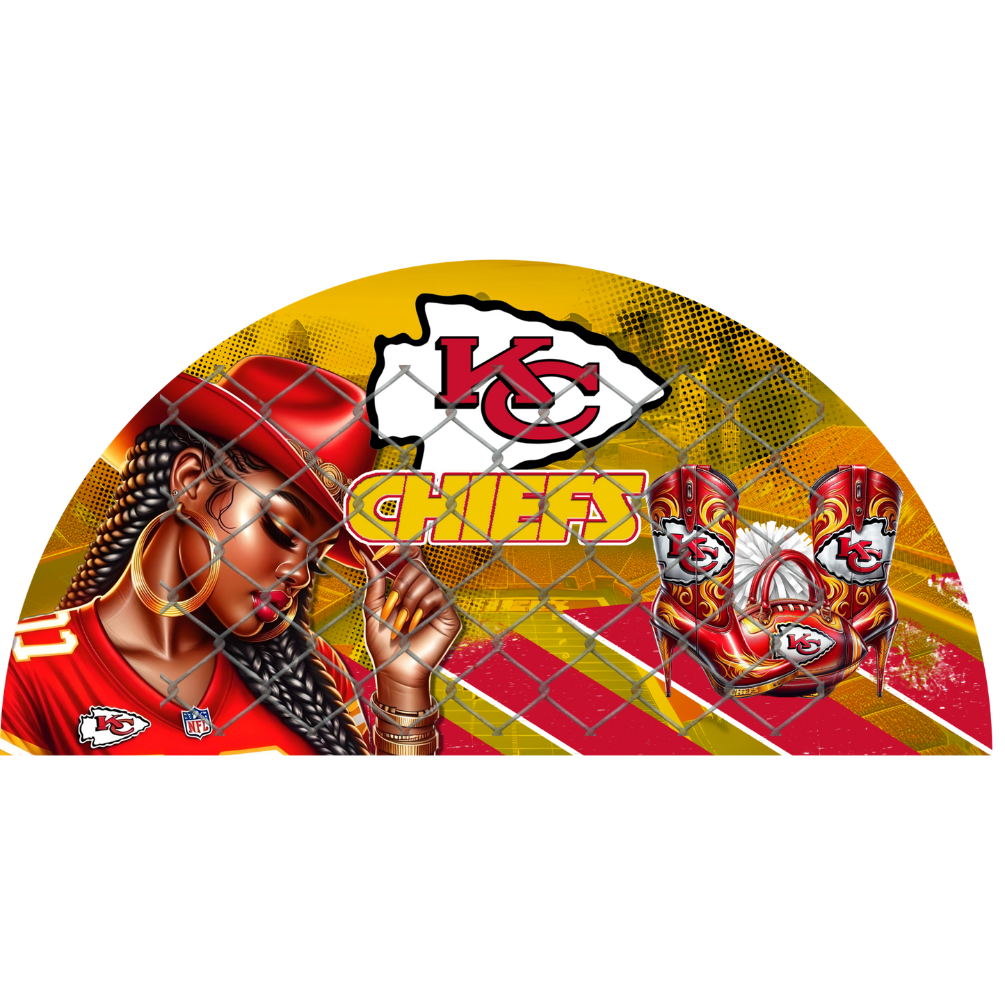 3PK - FAN & TRANSFER BUNDLE - FOOTBALL COWGIRL (Sublimation)(Ready to Press)