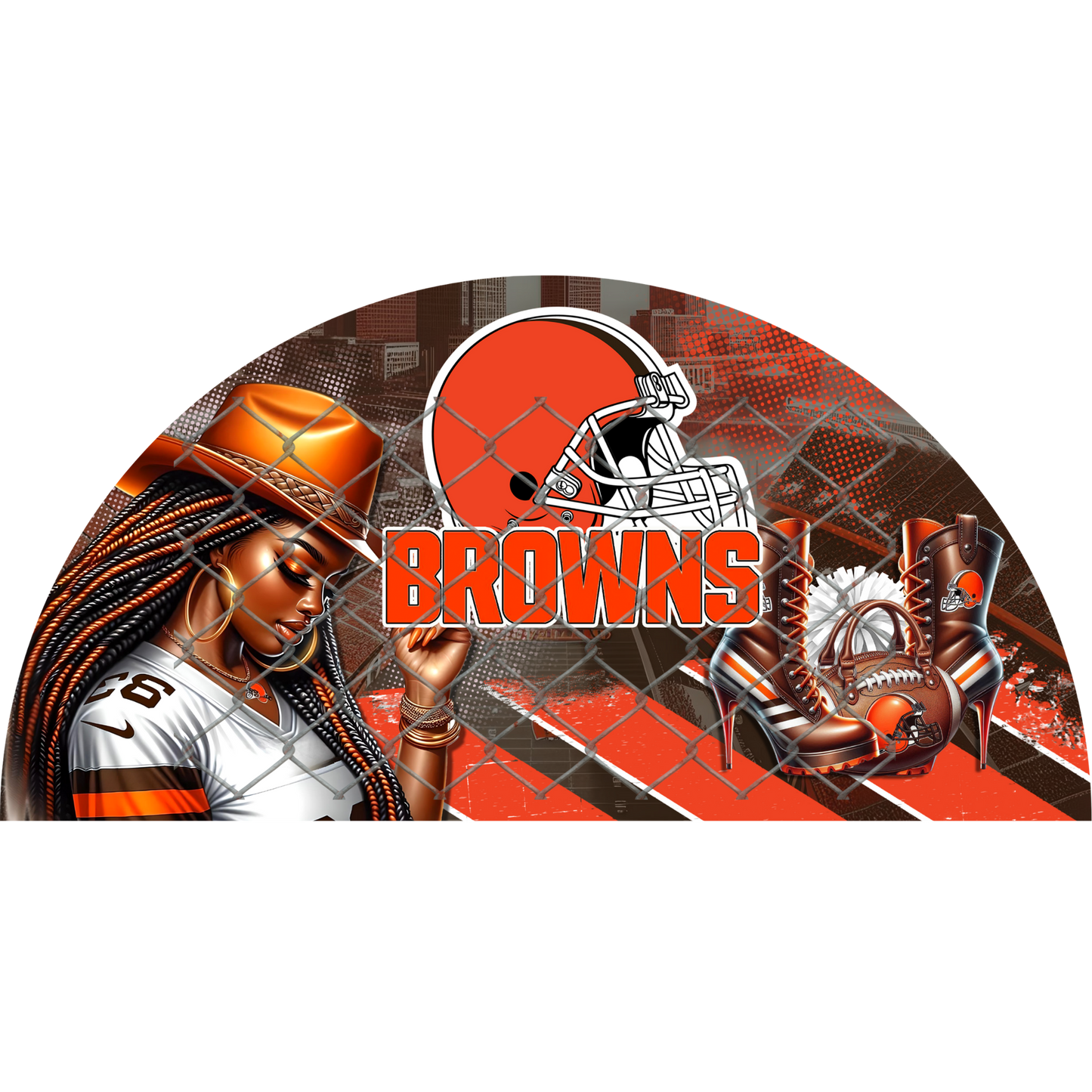3PK - FAN & TRANSFER BUNDLE - FOOTBALL COWGIRL (Sublimation)(Ready to Press)