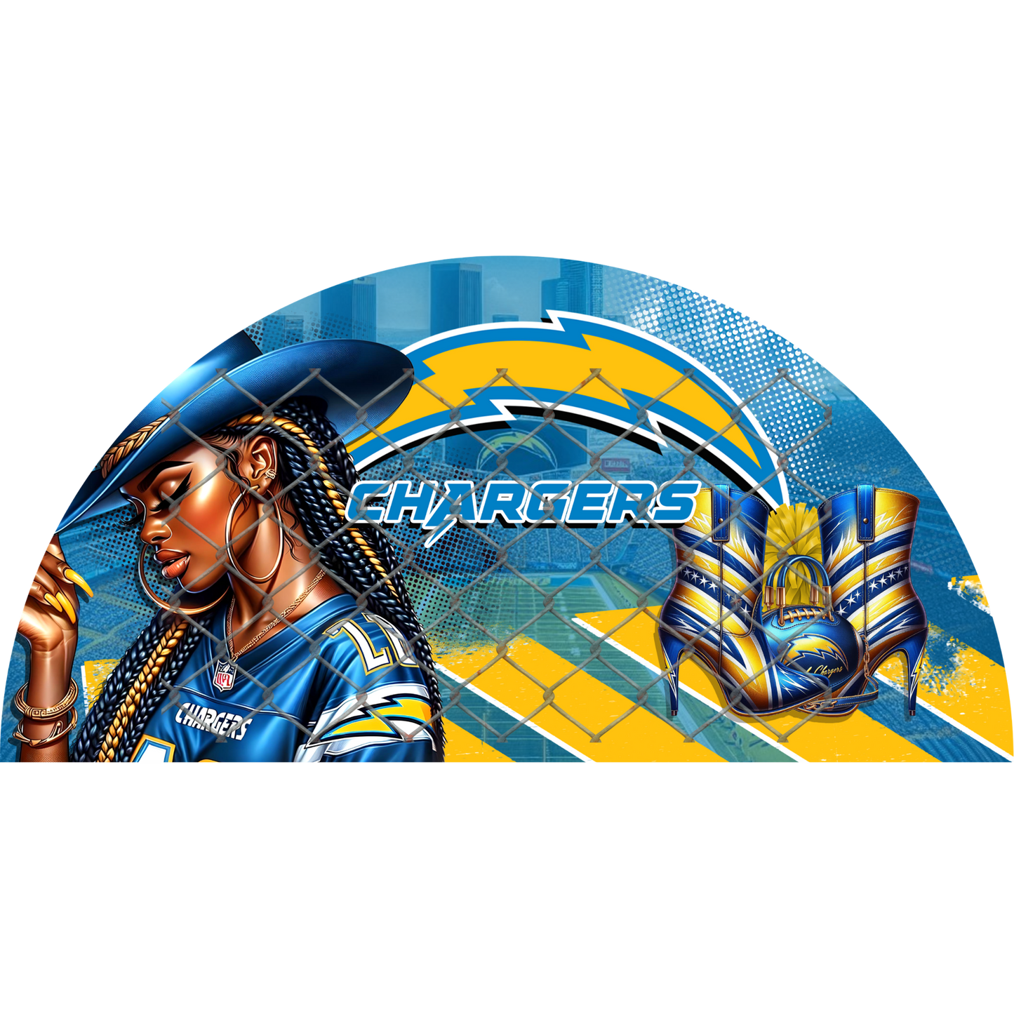 3PK - FAN & TRANSFER BUNDLE - FOOTBALL COWGIRL (Sublimation)(Ready to Press)