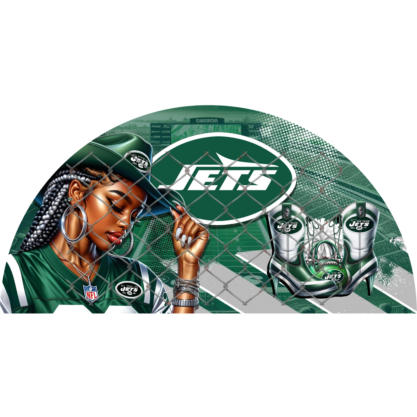 3PK - FAN & TRANSFER BUNDLE - FOOTBALL COWGIRL (Sublimation)(Ready to Press)