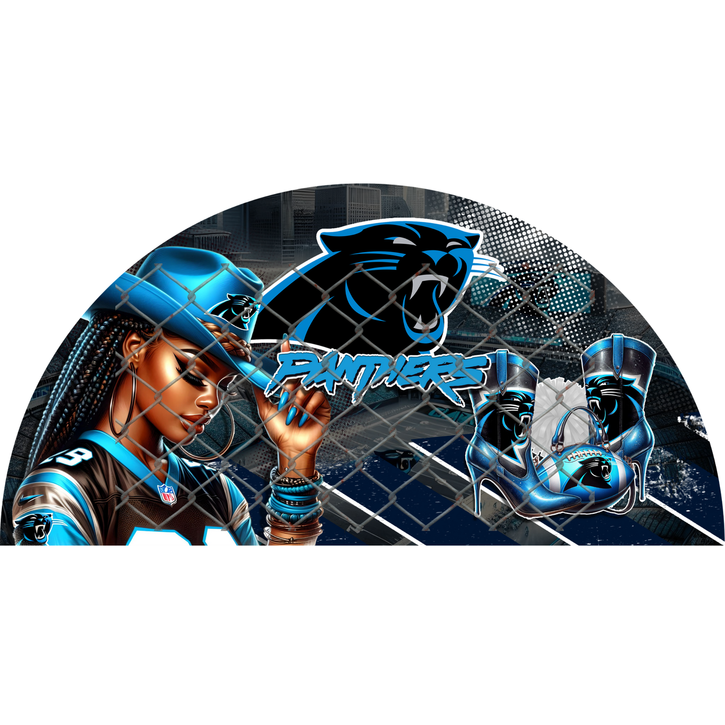 3PK - FAN & TRANSFER BUNDLE - FOOTBALL COWGIRL (Sublimation)(Ready to Press)