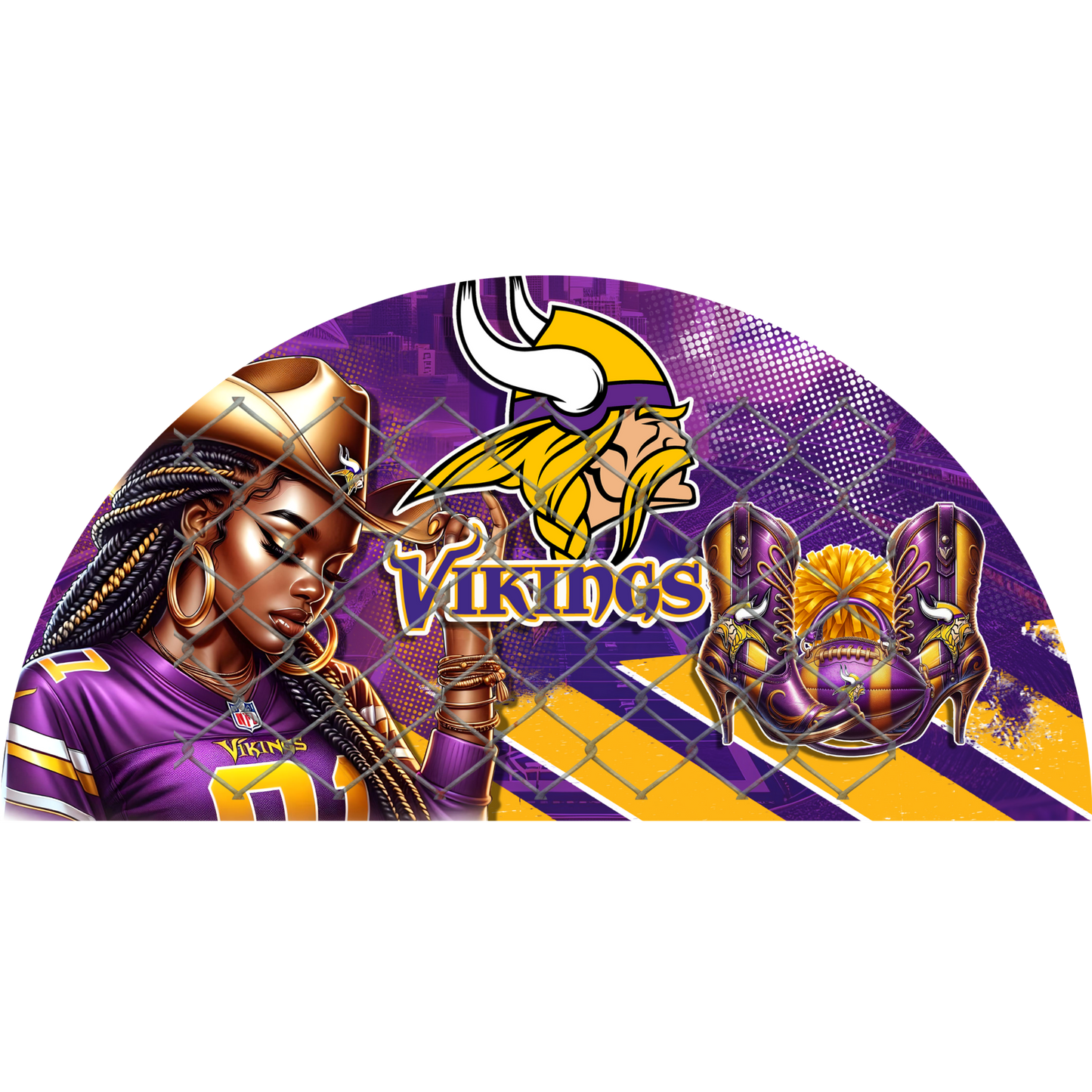 3PK - FAN & TRANSFER BUNDLE - FOOTBALL COWGIRL (Sublimation)(Ready to Press)