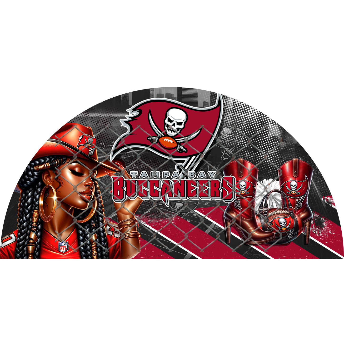 3PK - FAN & TRANSFER BUNDLE - FOOTBALL COWGIRL (Sublimation)(Ready to Press)
