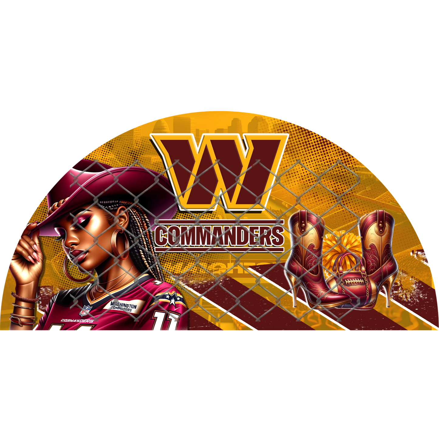 3PK - FAN & TRANSFER BUNDLE - FOOTBALL COWGIRL (Sublimation)(Ready to Press)