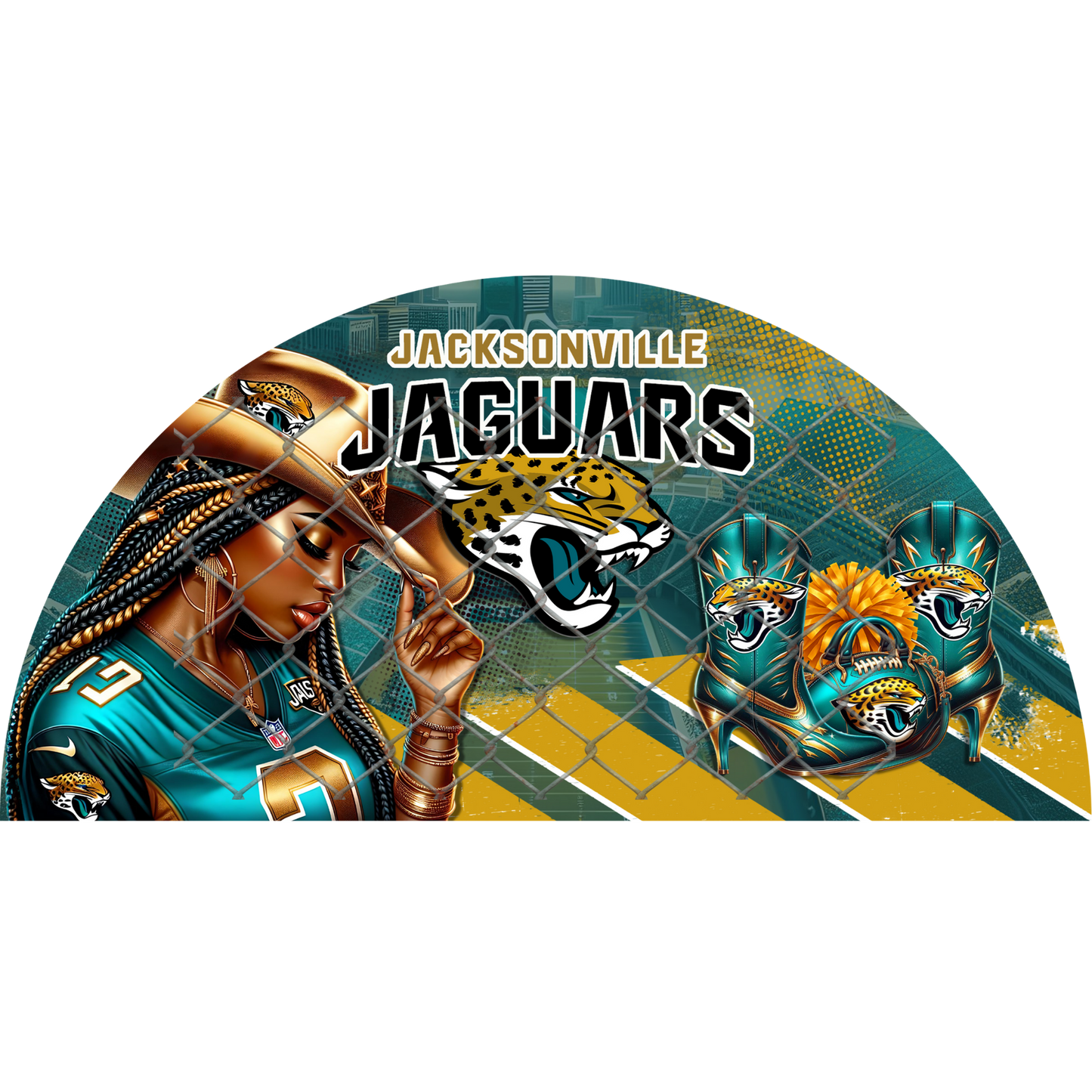 3PK - FAN & TRANSFER BUNDLE - FOOTBALL COWGIRL (Sublimation)(Ready to Press)