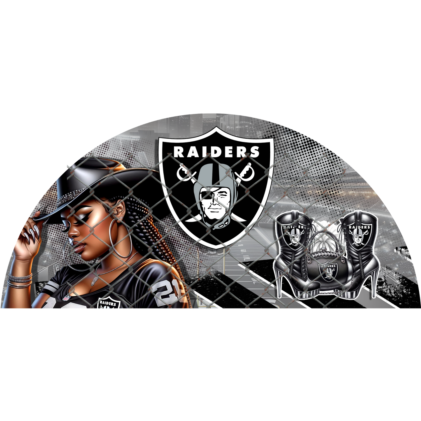 3PK - FAN & TRANSFER BUNDLE - FOOTBALL COWGIRL (Sublimation)(Ready to Press)