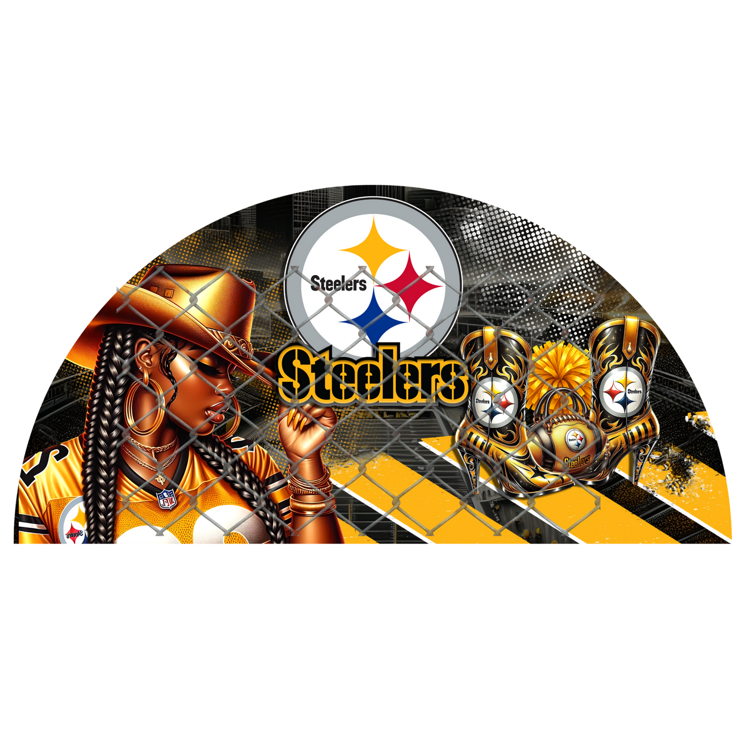 3PK - FAN & TRANSFER BUNDLE - FOOTBALL COWGIRL (Sublimation)(Ready to Press)