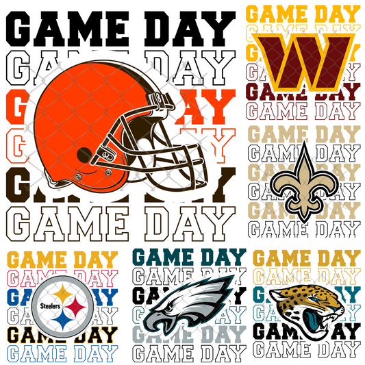 GAME DAY STACKED FOOTBALL T-SHIRT TRANSFERS (SUBLIMATION)