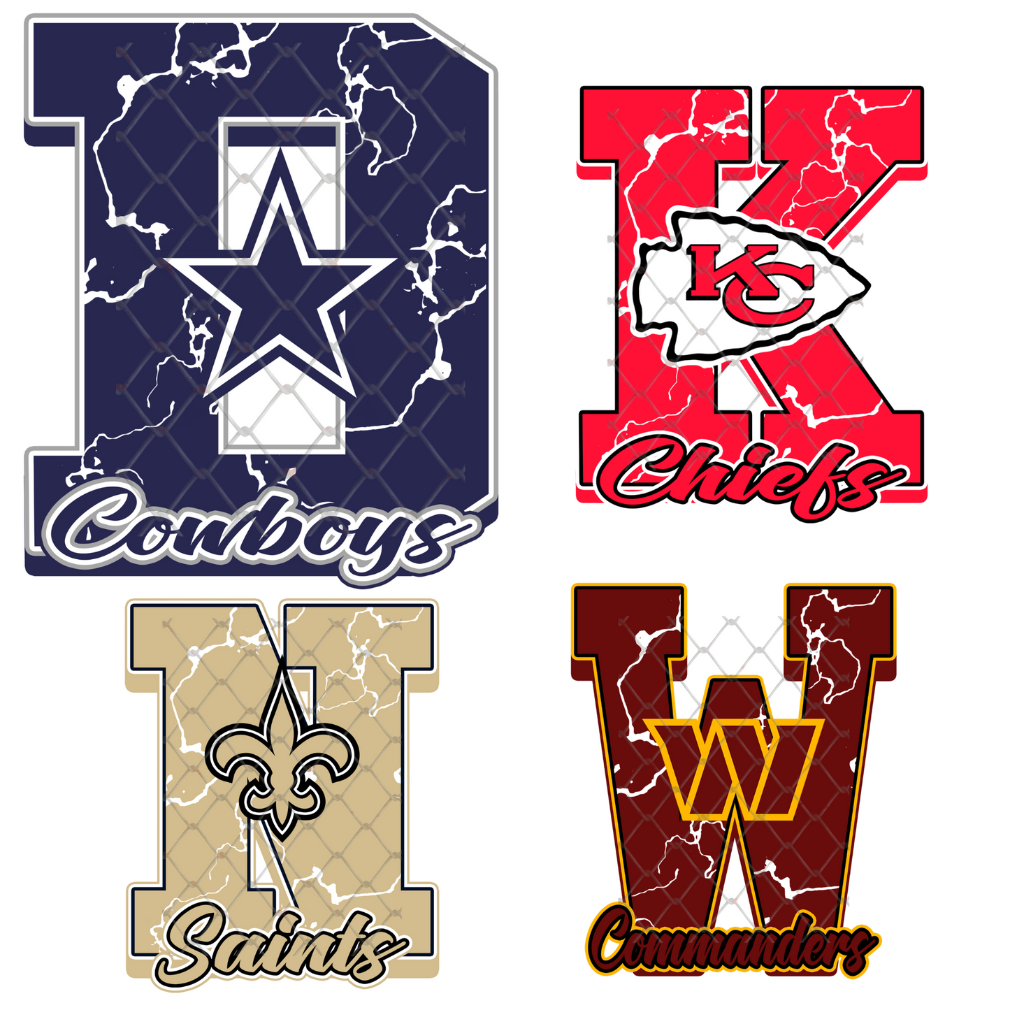 $2 Tuesday ONLY - FOOTBALL MARBLE LETTER T-SHIRT TRANSFERS (SUBLIMATION)