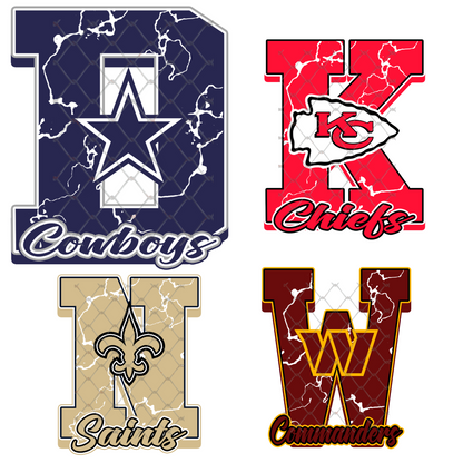 $2 Tuesday ONLY - FOOTBALL MARBLE LETTER T-SHIRT TRANSFERS (SUBLIMATION)
