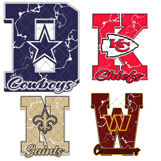 FOOTBALL MARBLE LETTER T-SHIRT TRANSFERS (SUBLIMATION)