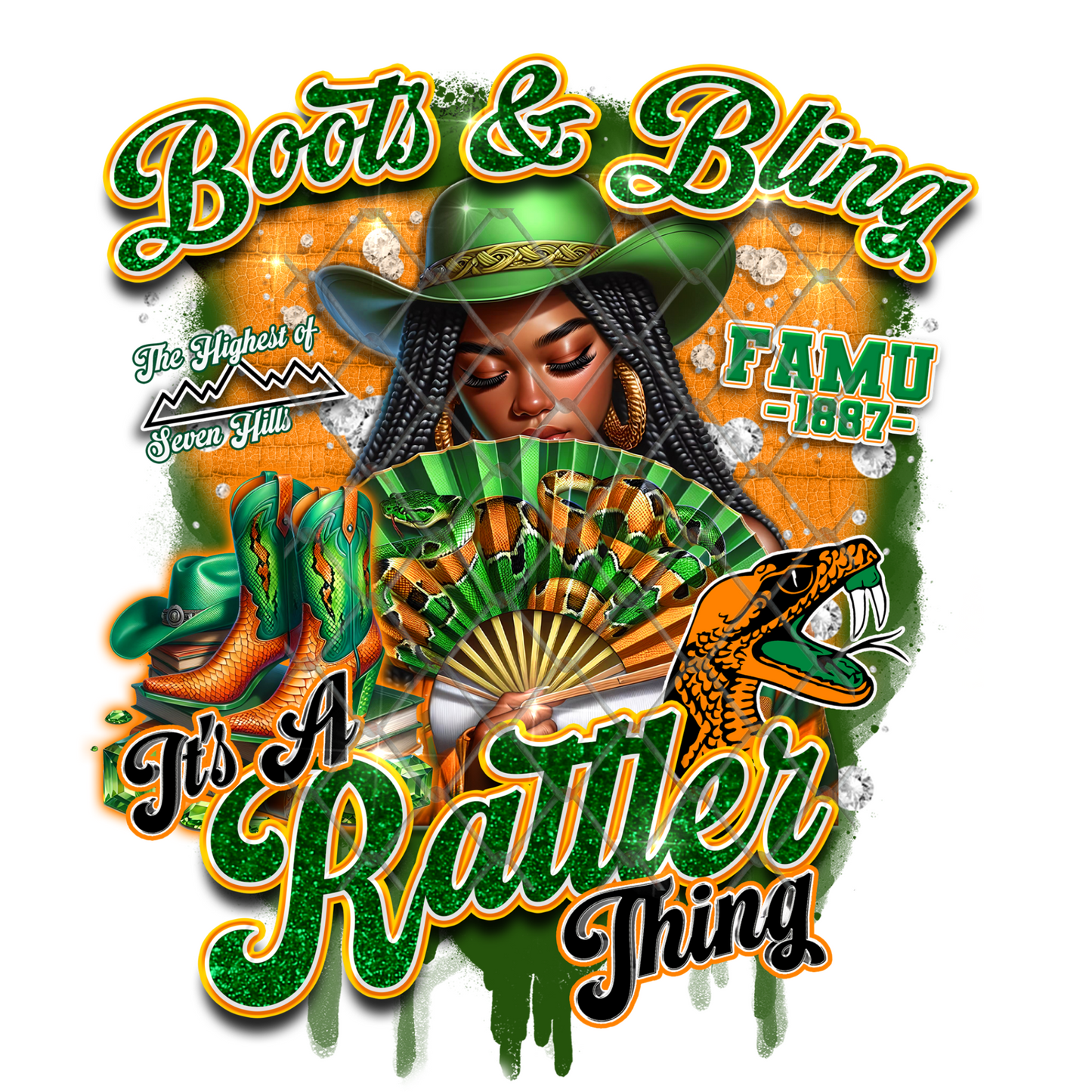 COLLEGE BOOTS & BLING T-SHIRT TRANSFERS (SUBLIMATION)