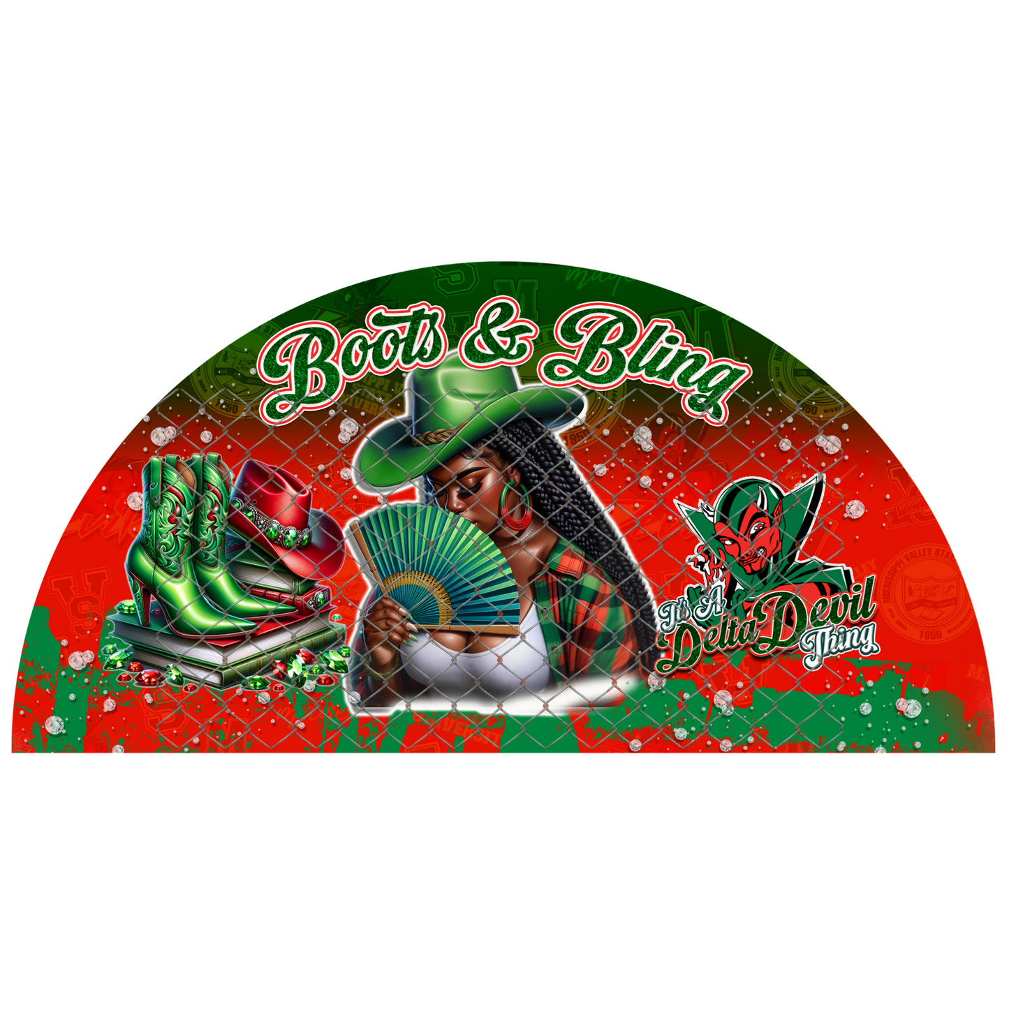 COLLEGE BOOTS & BLING CLACK FAN TRANSFERS (SINGLES) (Sublimation)(Ready To Press)