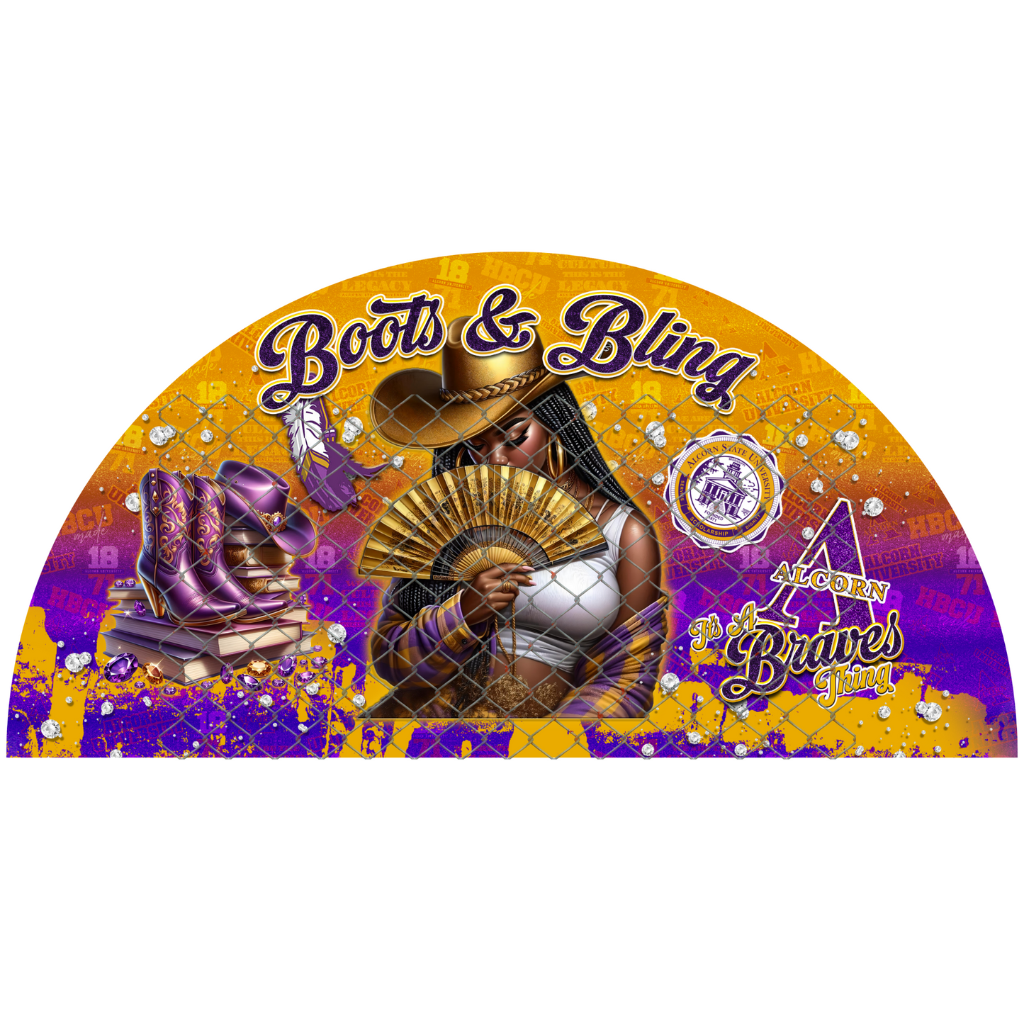 COLLEGE BOOTS & BLING CLACK FAN TRANSFERS (SINGLES) (Sublimation)(Ready To Press)
