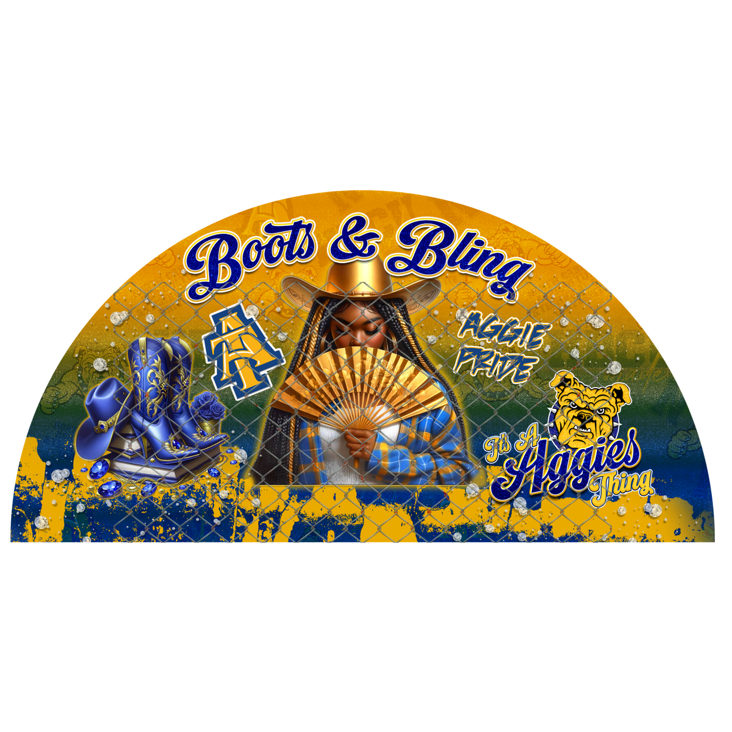 COLLEGE BOOTS & BLING CLACK FAN TRANSFERS (SINGLES) (Sublimation)(Ready To Press)