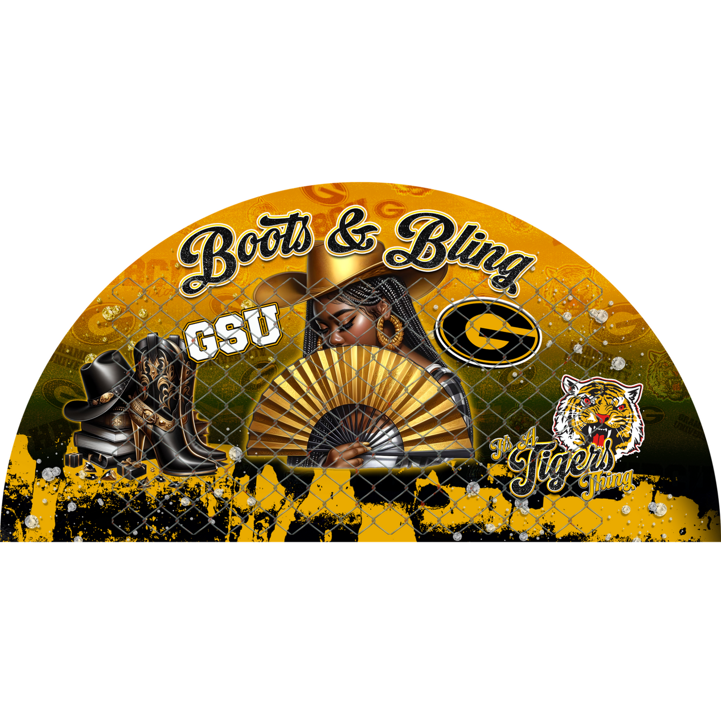 COLLEGE BOOTS & BLING CLACK FAN TRANSFERS (SINGLES) (Sublimation)(Ready To Press)