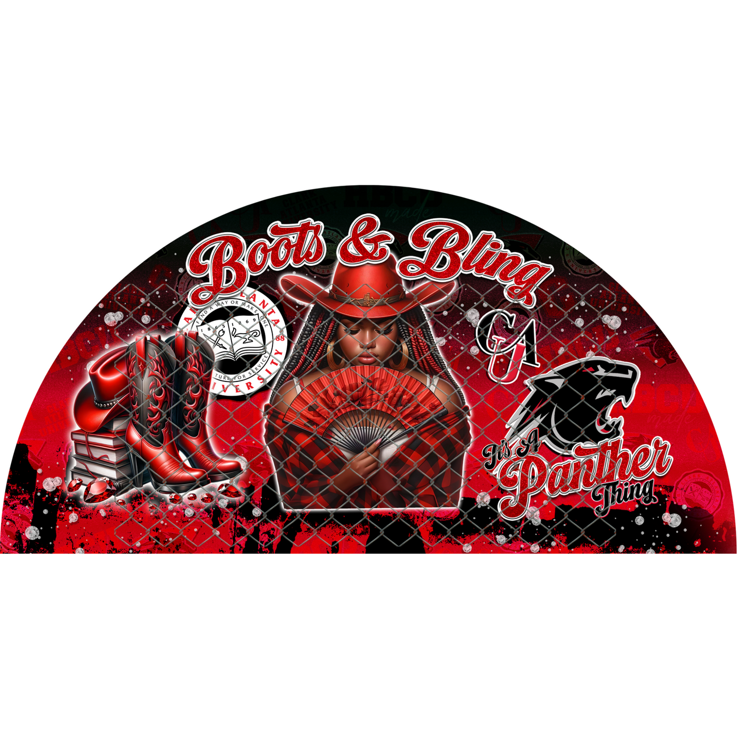 COLLEGE BOOTS & BLING CLACK FAN TRANSFERS (SINGLES) (Sublimation)(Ready To Press)