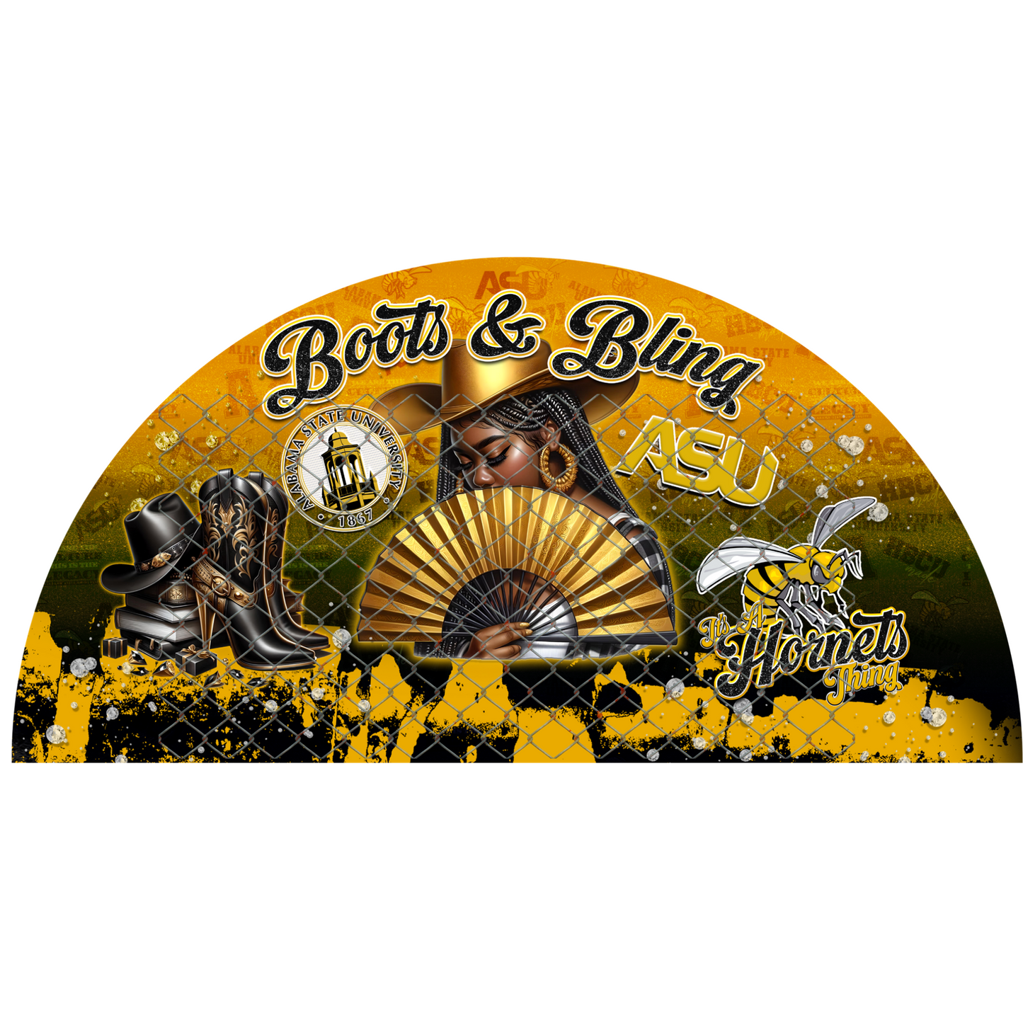 COLLEGE BOOTS & BLING CLACK FAN TRANSFERS (SINGLES) (Sublimation)(Ready To Press)