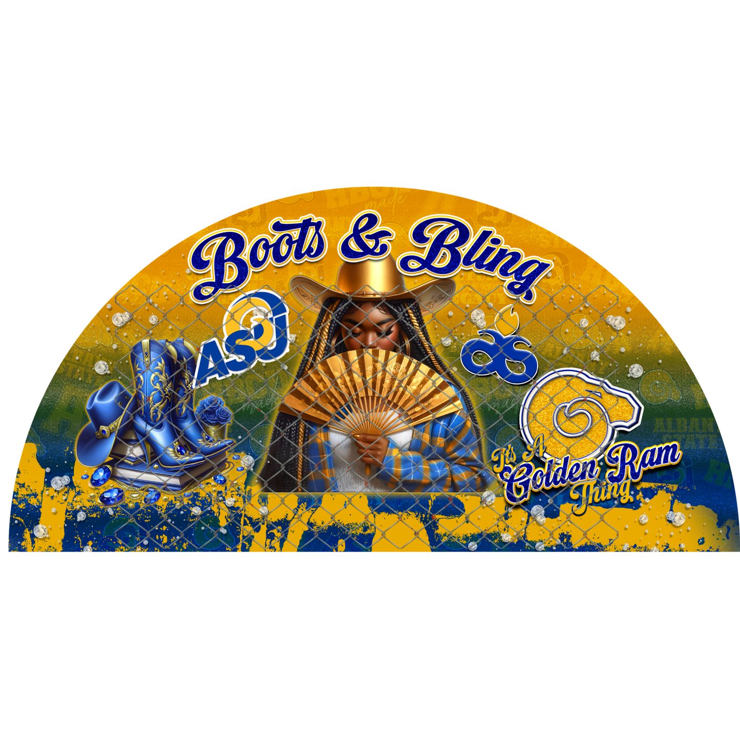 COLLEGE BOOTS & BLING CLACK FAN TRANSFERS (SINGLES) (Sublimation)(Ready To Press)
