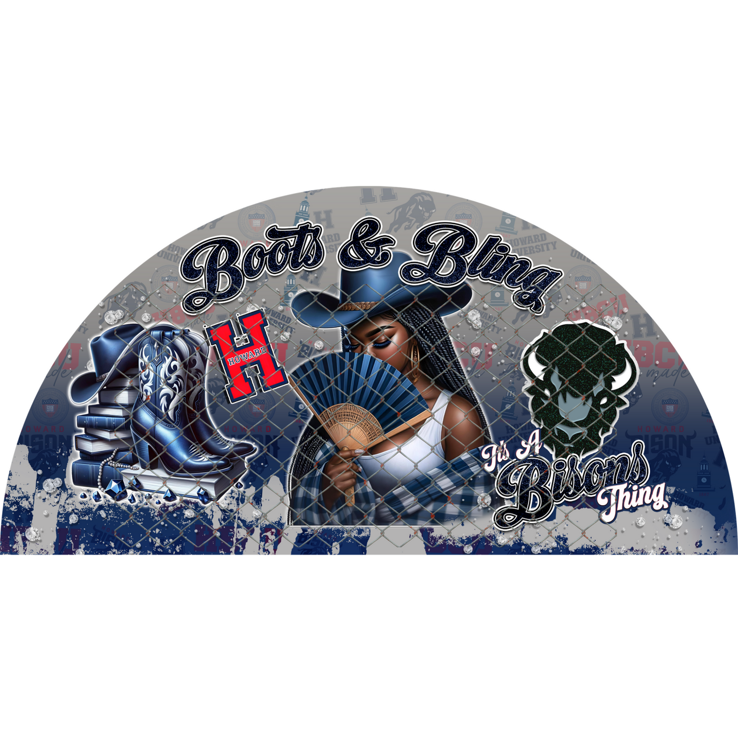 COLLEGE BOOTS & BLING CLACK FAN TRANSFERS (SINGLES) (Sublimation)(Ready To Press)