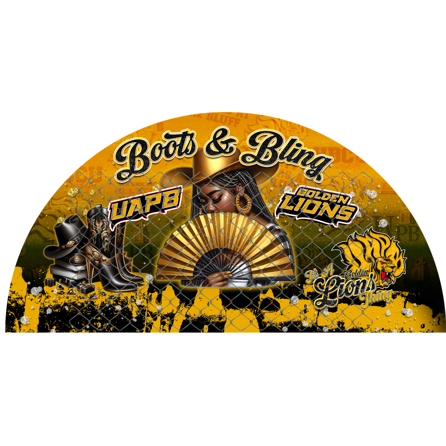 COLLEGE BOOTS & BLING CLACK FAN TRANSFERS (SINGLES) (Sublimation)(Ready To Press)
