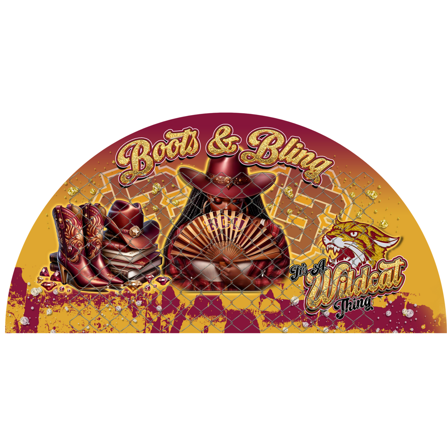 COLLEGE BOOTS & BLING CLACK FAN TRANSFERS (SINGLES) (Sublimation)(Ready To Press)