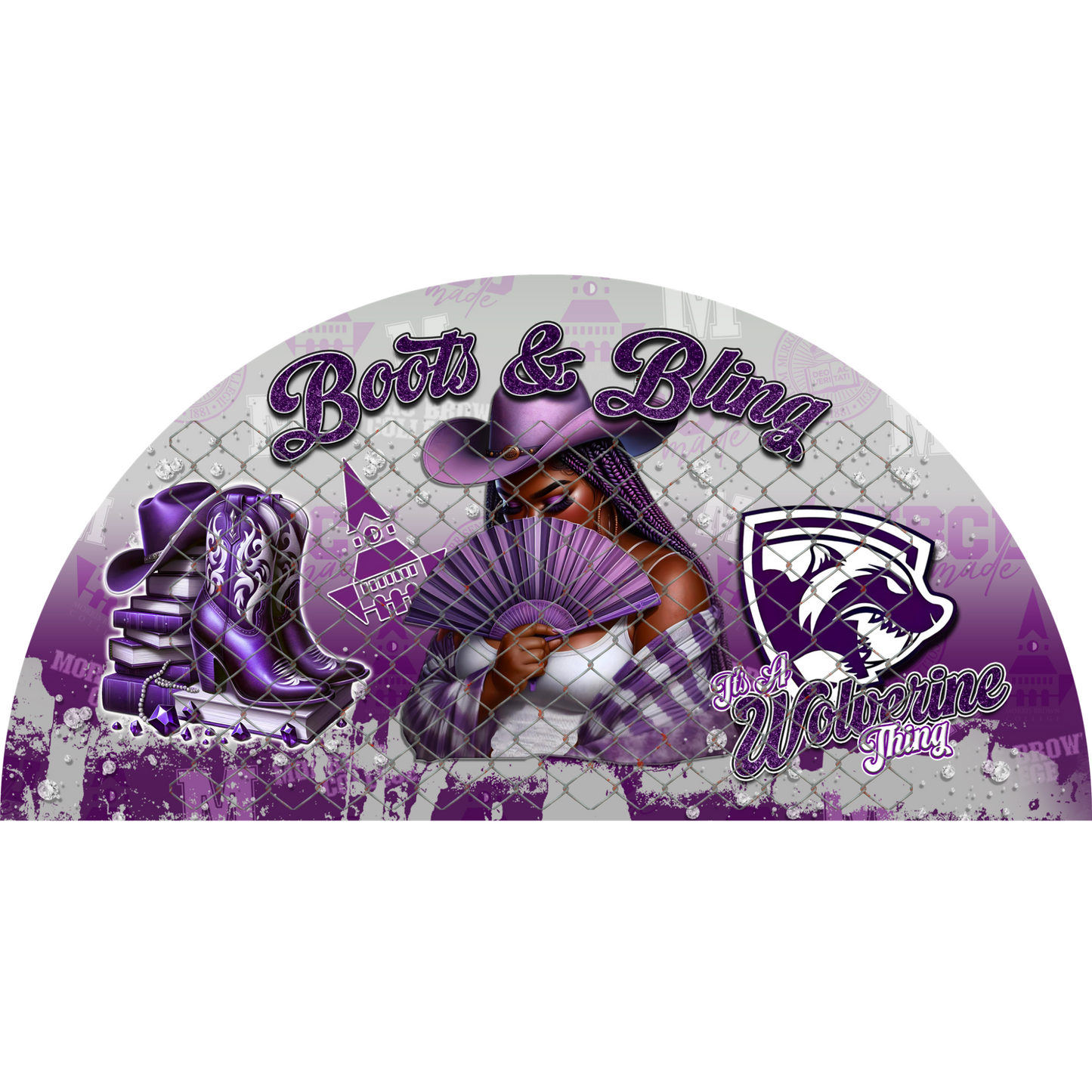 COLLEGE BOOTS & BLING CLACK FAN TRANSFERS (SINGLES) (Sublimation)(Ready To Press)