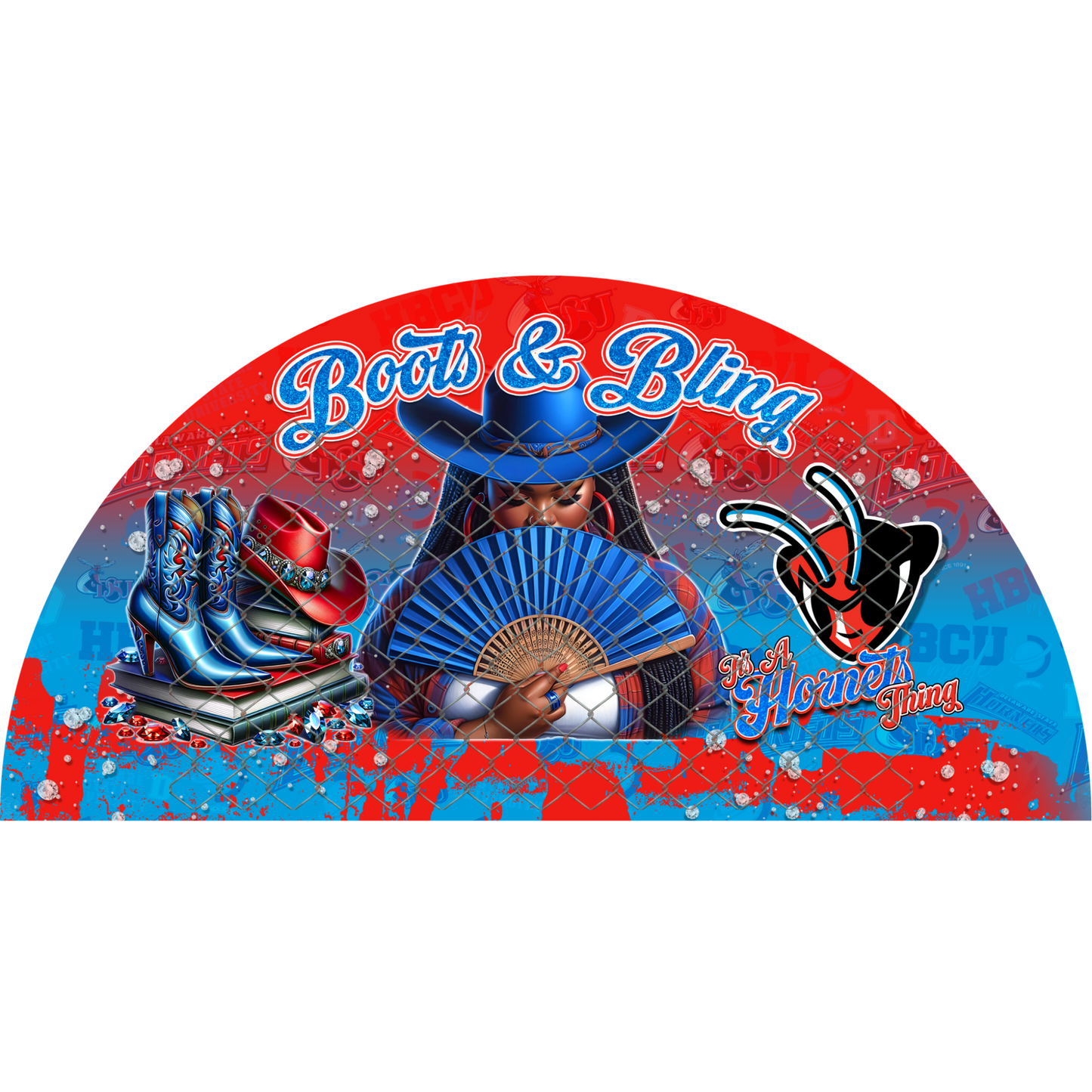 COLLEGE BOOTS & BLING CLACK FAN TRANSFERS (SINGLES) (Sublimation)(Ready To Press)