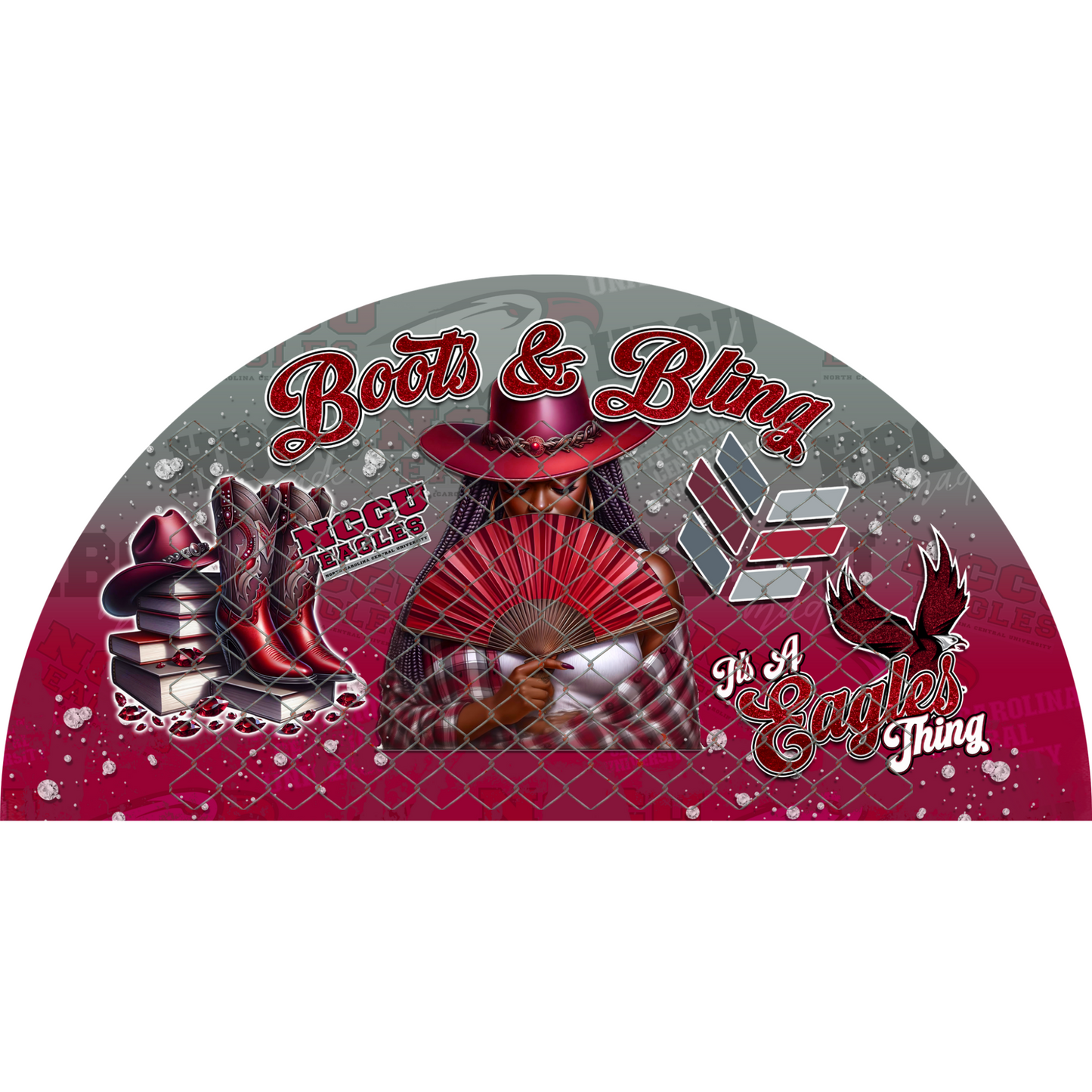 COLLEGE BOOTS & BLING CLACK FAN TRANSFERS (SINGLES) (Sublimation)(Ready To Press)