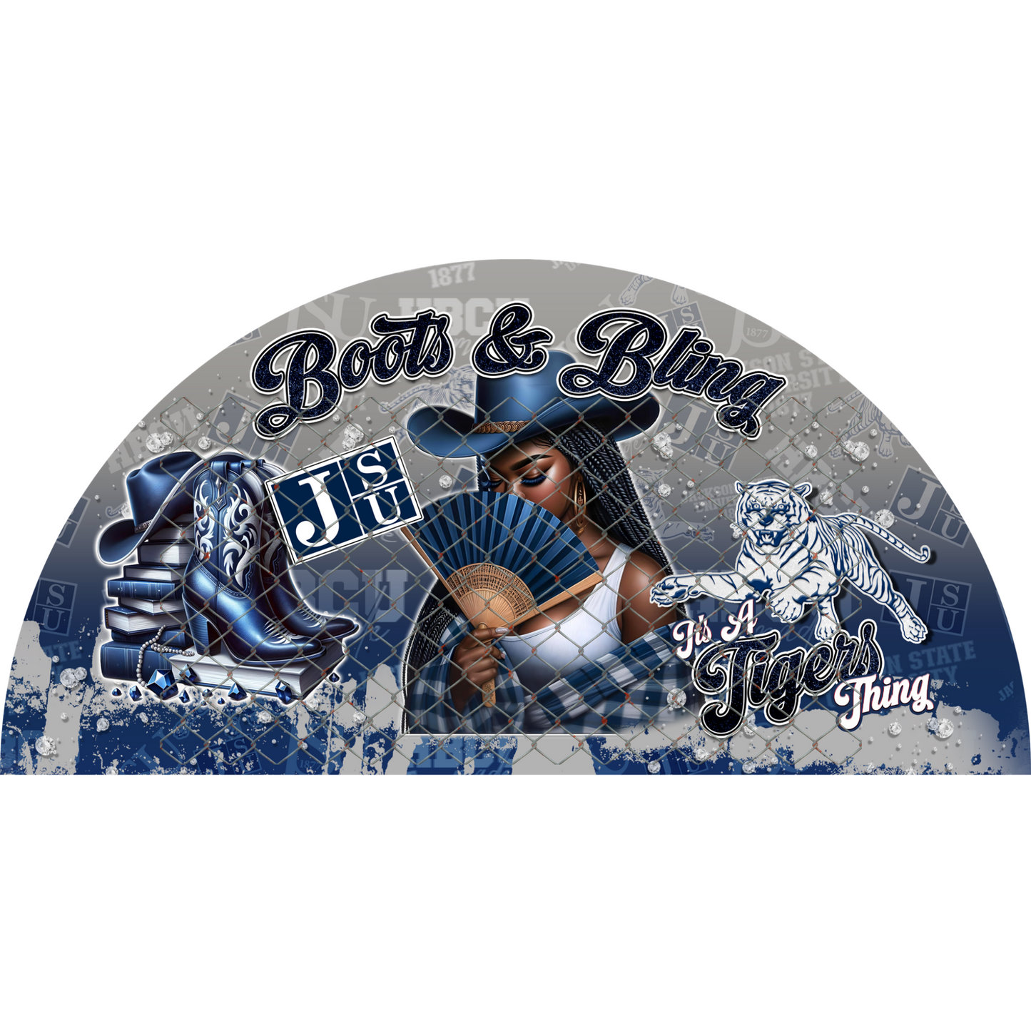 COLLEGE BOOTS & BLING CLACK FAN TRANSFERS (SINGLES) (Sublimation)(Ready To Press)