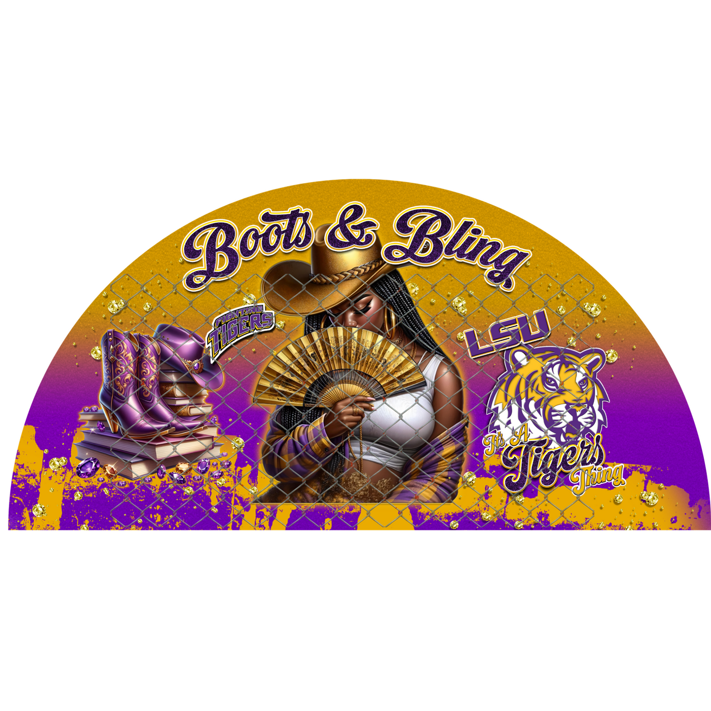 COLLEGE BOOTS & BLING CLACK FAN TRANSFERS (SINGLES) (Sublimation)(Ready To Press)