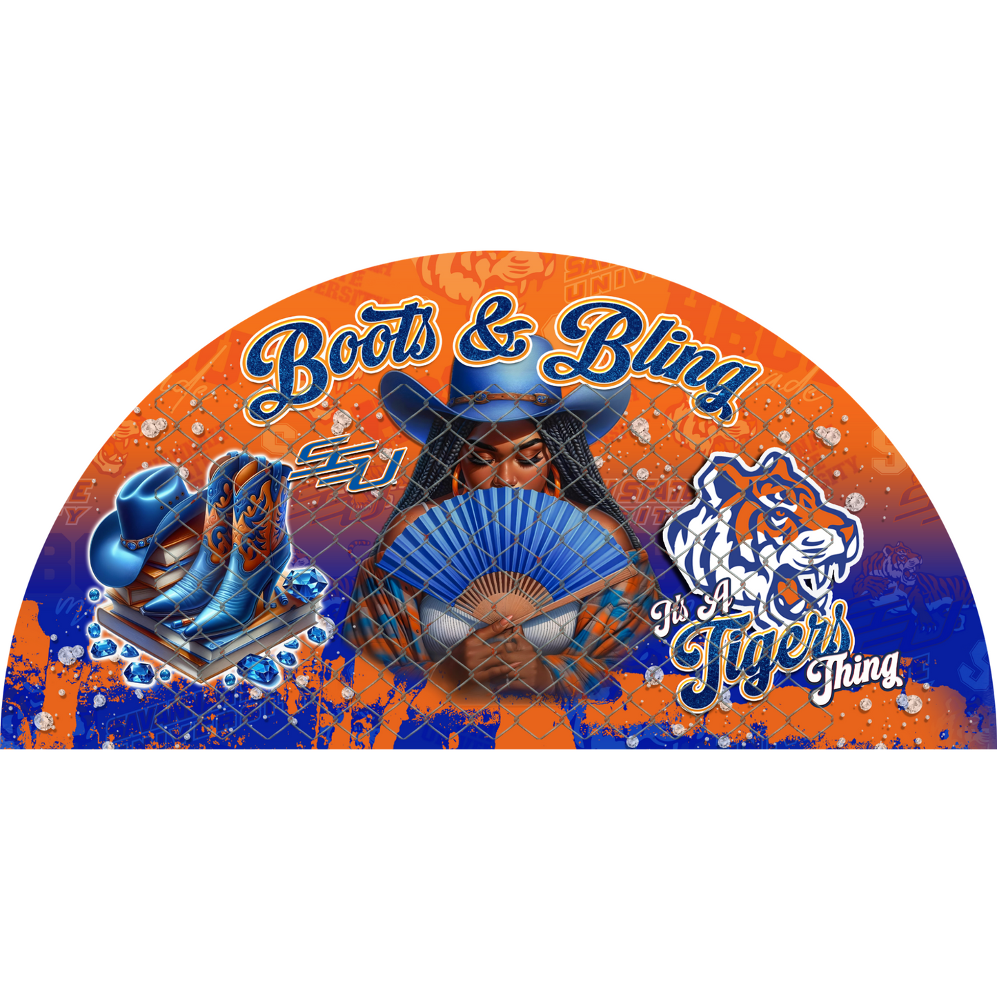 COLLEGE BOOTS & BLING CLACK FAN TRANSFERS (SINGLES) (Sublimation)(Ready To Press)