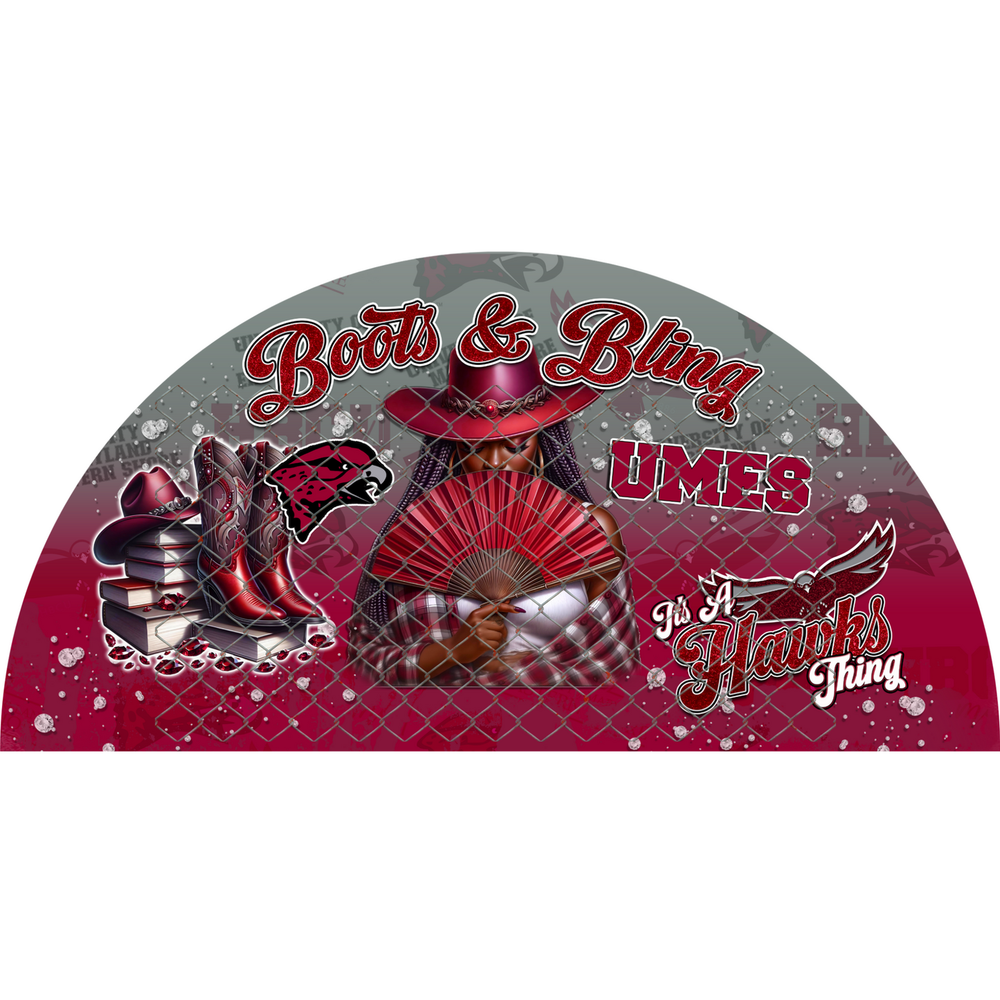 COLLEGE BOOTS & BLING CLACK FAN TRANSFERS (SINGLES) (Sublimation)(Ready To Press)