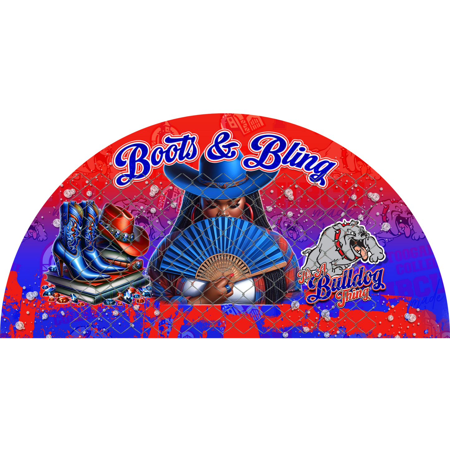 COLLEGE BOOTS & BLING CLACK FAN TRANSFERS (SINGLES) (Sublimation)(Ready To Press)