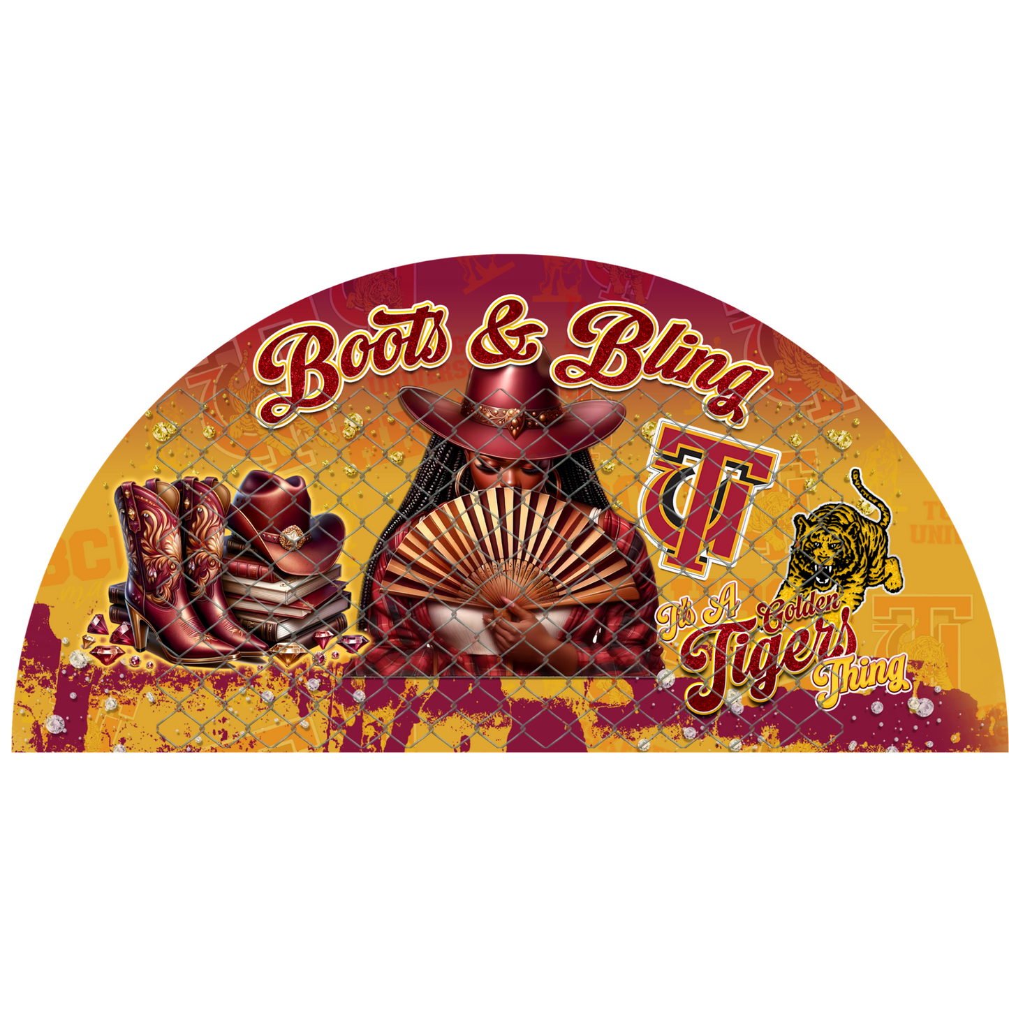 COLLEGE BOOTS & BLING CLACK FAN TRANSFERS (SINGLES) (Sublimation)(Ready To Press)