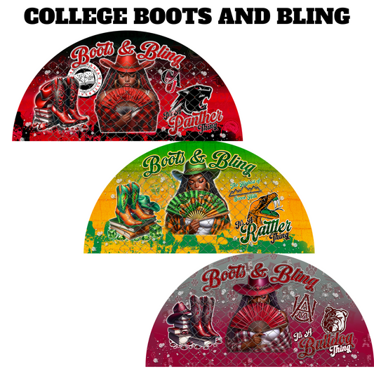 COLLEGE BOOTS & BLING CLACK FAN TRANSFERS (SINGLES) (Sublimation)(Ready To Press)