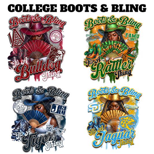 $2 Tuesday ONLY - COLLEGE BOOTS & BLING T-SHIRT TRANSFERS (SUBLIMATION)