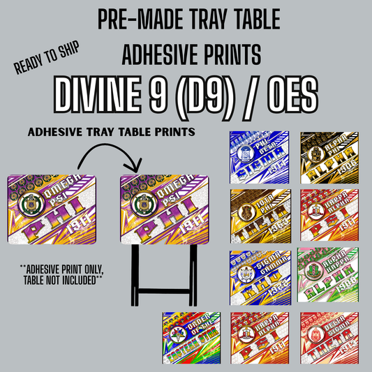 PRE-MADE ADHESIVE TRAY TABLE PRINTS (20" X 15.25") - D9 - OES