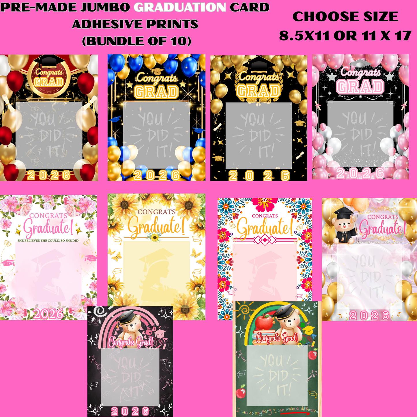 Jumbo Graduation Treat Card Adhesive Prints Bundle