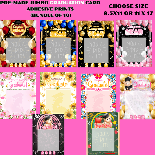 Jumbo Graduation Treat Card Adhesive Prints Bundle