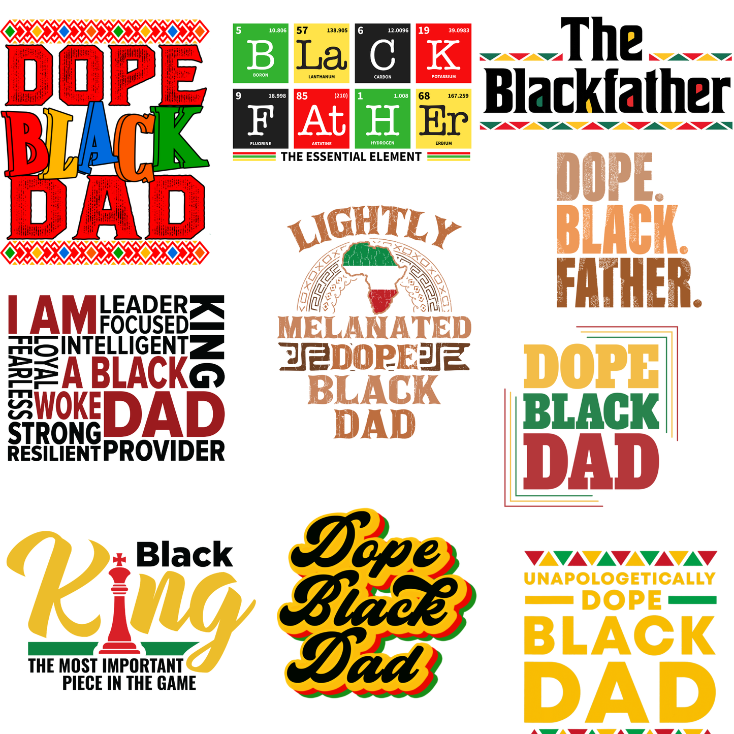 BLK DAD T-Shirt Sublimation Transfers (Singles)