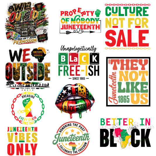 $2 Wholesale - JUNETEENTH RETRO Sublimation T-Shirt Transfers