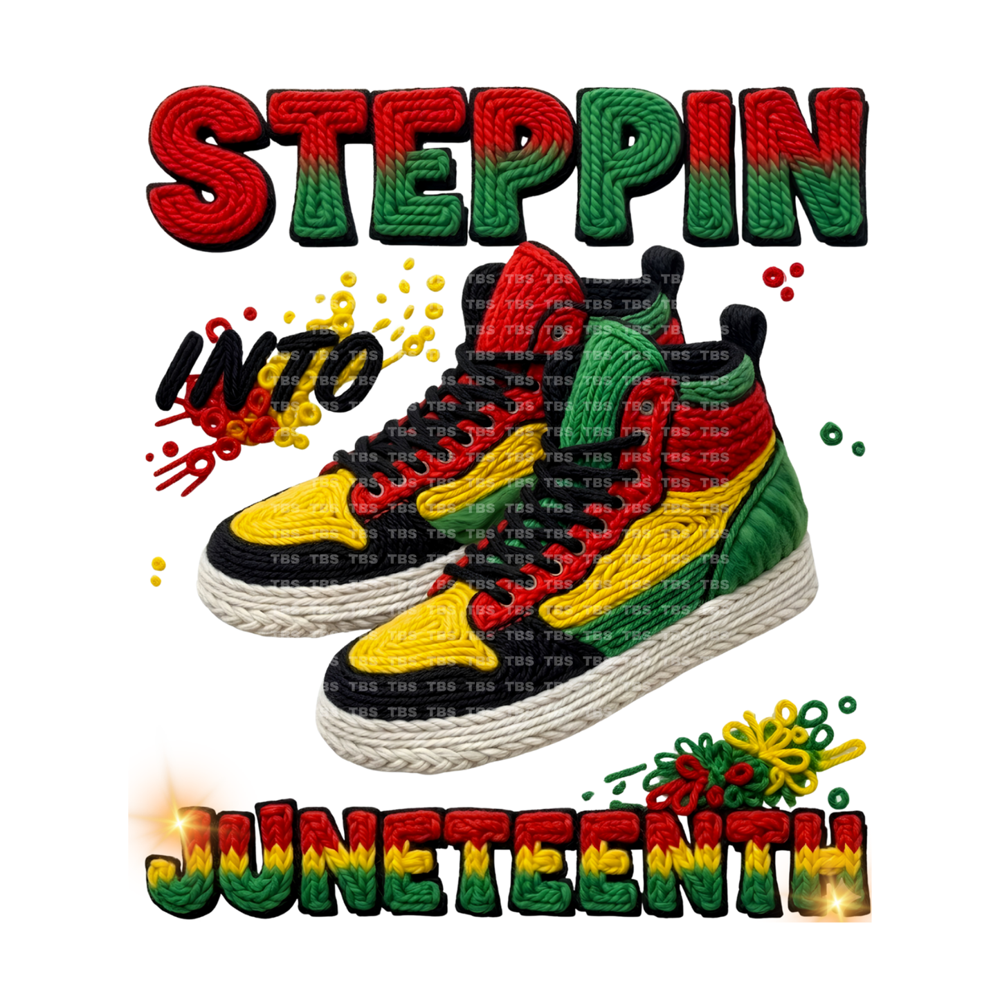 $2 Wholesale - JUNETEENTH FAUX YARN EFFECT SUBLIMATION T-Shirt Transfers