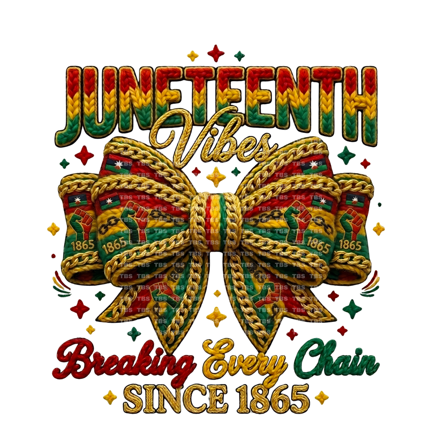 $2 Wholesale - JUNETEENTH FAUX YARN EFFECT SUBLIMATION T-Shirt Transfers