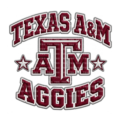 DTF - FAUX EMBROIDERY LOOK COLLEGE FOOTBALL T-SHIRT TRANSFERS - (DTF)
