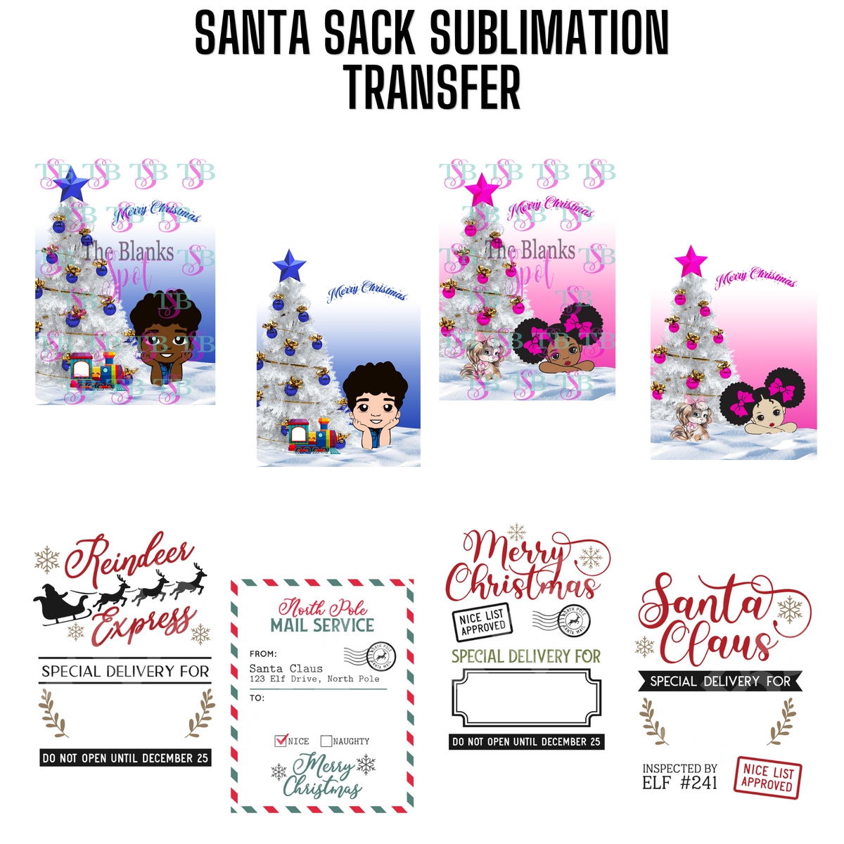 SANTA SACK SUBLIMATION TRANSFER (SACK NOT INCLUDED)