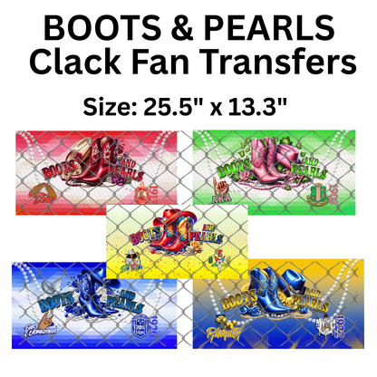 BOOTS & PEARLS CLACK FAN TRANSFERS (Sublimation)