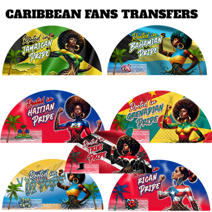 CARIBBEAN CLACK FAN TRANSFERS (SINGLES) (Sublimation)(Ready To Press)